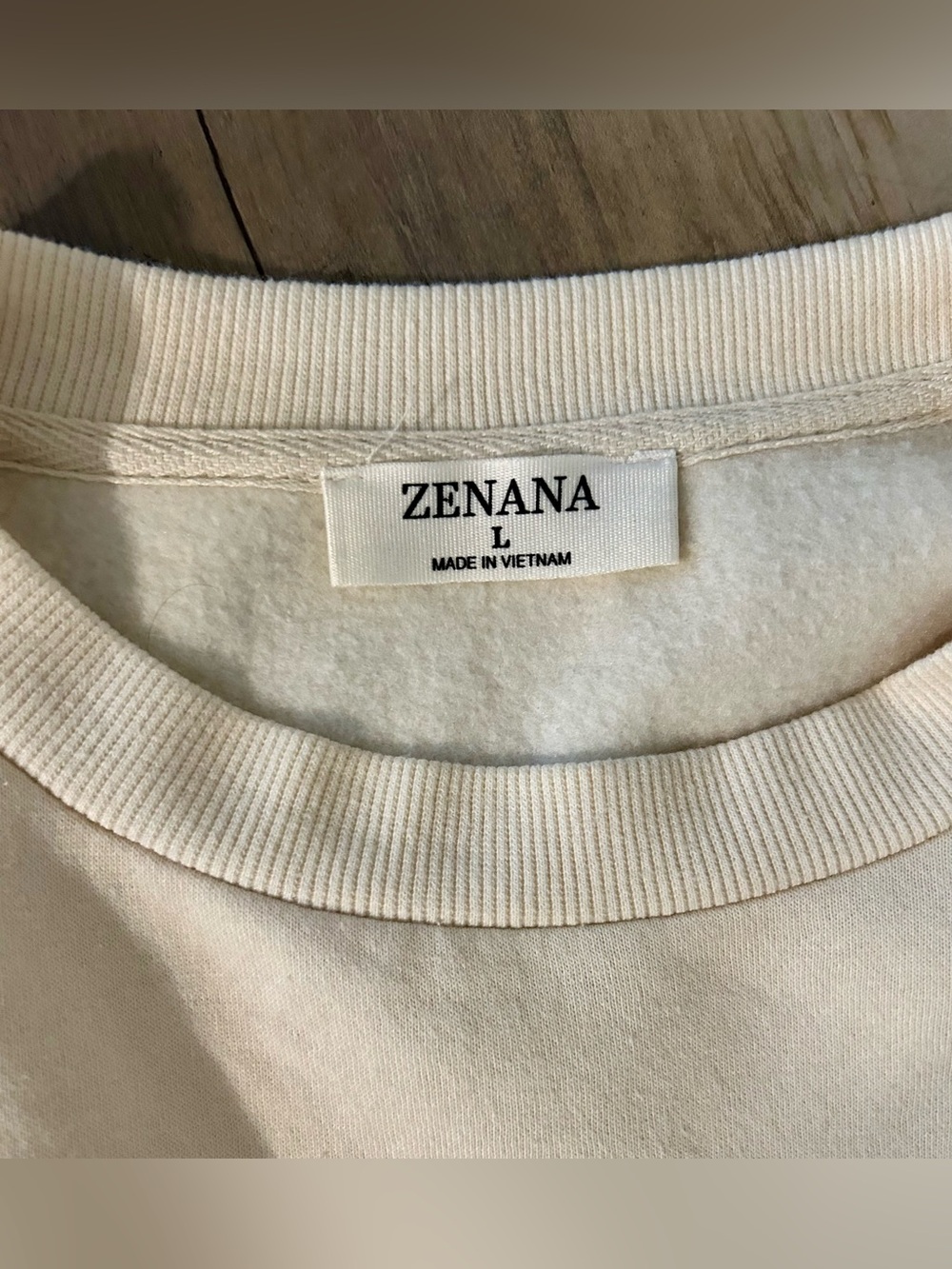 Zenana Cream & Burgundy Star Print Crewneck Patriotic Summer Layer Size L - Picture 3 of 6